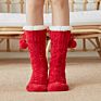 Women Cozy Fuzzy Christmas Floor Socks with Pompom for Adult Thicken Twisted Warm Velvet Fluffy Socks Sleep Bed Socks