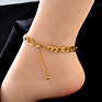 Women Foot Jewelry Gold Plated Stainless Steel Cuban Link Chain Anklet