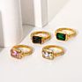 Women Jewelry Multicolor Chunky Twisted Croissant Statement Emerald Ring Colorful Rectangle Crystal Cz Diamond Ring