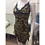Women Nightclub Leopard Lace Stitching Suspender Dress