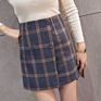 Women Plaid Print High Waist a Line Bag Casual Skirt