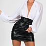 Women Pu Leather Kylie Skirt Ruched High Waist Black Ultra Short Mini Bottom Stretch Holiday Party Wear Skirts