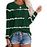 Women Style Tops Striped O-Neck T Shirt Splicing Long Sleeve Top Female Loose Tee Shirts