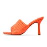 Women Towel Heels Square Toe Slip on Sandals High Heel Mules Shoes