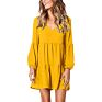 Women Tunic Dress V Neck Casual Loose Flow Swing Shift Dresses