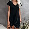 Women's Casual Short Sleeve V-Neck T-Shirt Dress Twisted Hem