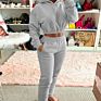 Women's Fleece Sweatpants and Hoodie Set Jogger Cropped Sweatshirt Hoodies Sets