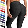 Womens High Waist Bubble Yoga Pants Running Butt Lift Tights Tummy Control Slimming Booty Workout Leggings