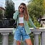 Women's Jacket Lapel Long Sleeve Houndstooth Printed Jacket Ladies Streetwear