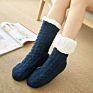 Womens Knit Fleece Cable Gripper Socks Warm Fuzzy Non-Slip Home Floor Slipper Socks