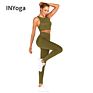 Women's Mesh Hollow Gym Sports Bra Seamless Set High Waist Yoga Suit