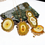 Women's Natural Raw Sliced Druzy Stone Agate Crystal Pendant Necklace Sunflower Necklace