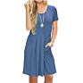 Women's Short-Sleeved Pleated Loose Skirt Casual Dress
