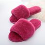 Women's Soft Indoor Home Fluffy Fuzzy Sheep Slippers Real Wool Fur Sheepskin Open Toe Fur Slides Slippers