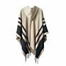 Womens Stripe Cardigan Shawls Poncho Capes Tassel Cashmere Ladies Blanket Hooded Shawl Poncho