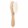 Wooden Baby Hair Brush and Comb Set with Natural Goat Bristles Infant Hair Helps Prevent Cradle