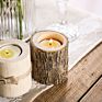 Wooden Stump Candle Holder Set Home Party Decor