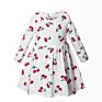 Woven Cotton Floral Print Kids Girls Dress Autumn Long Sleeve O-Neck Girls Wear Clothing