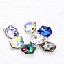 Xichuan Tilted Dice Shaped Ice Cube Fancy Crystal Glass Alloy Back Pendant Necklace Strass Rhistone Diy Decoration Accessories