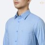 Yarn Dyed Formal Men Collar Shirts Small Checked in Blue Cotton Bamboo Dress Shirt from Vietnam Fiber