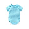 Yiwu 0-24M 100% Organic Cotton Plain Infant Newborn Baby Pink Blue White Unisex Rompers Short Sleeve Jumpsuit