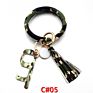 Pu Leather O Bracelet Bangle Key Chain Tassel Acrylic Door Opener Contactless Pendant Wristlet Leopard Print Tassels Key Ring