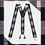 Brown Plaid Color Formal 6 Clips Braces Women Adjustable Polyester Suspenders