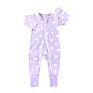 Newborn Cotton Print Long Sleeve Zipper Style Baby Kids Stripe Cheetah Leaf Print Autumn Zip up Bodysuits Sleeper Romper