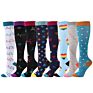 4 Pair Design High Running Travel Logo Nurse Nursing Socks Compression Set