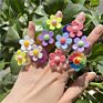 Geometric Chunky Candy Color Poly Acrylic Rings Cute Marble Texture Acid Acetate Colorful Acrylic Resin Ring Set for Woman