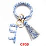 Pu Leather O Bracelet Bangle Key Chain Tassel Acrylic Door Opener Contactless Pendant Wristlet Leopard Print Tassels Key Ring