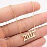 1980- Birth Year Number Stainless Steel Pendant Necklace for Women and Men