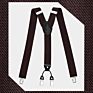 Brown Plaid Color Formal 6 Clips Braces Women Adjustable Polyester Suspenders