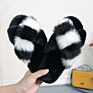 Fluffy Slippers Women Indoor Shoes Ladies Cross Leopard Print Fur Slippers Female Home Fur Slides Faux Fur Slipper