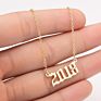 1980- Birth Year Number Stainless Steel Pendant Necklace for Women and Men