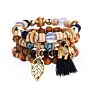 Bohemianhandmade Braidedcolorful Beads Elastic Bracelet Ethnic Multi Layer Rice Beads Beaded Stretch Charm Boho Tassel Bracelet