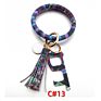 Pu Leather O Bracelet Bangle Key Chain Tassel Acrylic Door Opener Contactless Pendant Wristlet Leopard Print Tassels Key Ring