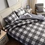 100% Polyester Luxury Queen Size Plaid Duvet Cover Pillow Case Home Bedding Set