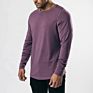 100%Cotton Men's Relaxed Premium Long Sleeve Scoop Hemline Shirts Printed Logo