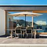 10X6.5 Feet Offset Cantilever Hanging Patio Umbrella Freestanding Outdoor Adjustable Market Umbrella with 20 Led Light