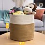 11X11X11 Cotton Rope round Organizer Baskets 3 Pack for Cube Organizer Shelf, Foldable, White & Jute