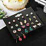 12 Pairs/Set Cute Lovely Mixed Small Enamel Owl Resin Flower Stud Earrings Set