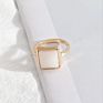 1.2Cm Square White Green Turquoise Rose Pink Quartz Stone Rings Inner Dia 1.7Cm Pendientes Finger Rings Jewelry for Wom