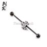 14 Gauge Black Titanium Anodized 3D Logo Industrial Barbell Body Jewelry