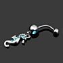14G Bellybutton Ring Navel Piercing with Dangling Sea Horse