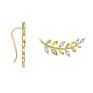 14K Gold Plated 925 Sterling Silver Crystal Olive Leaf Ear Clip