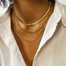 14K Gold/Silver Plated Adjustable Flat Snake Chain Herringbone Choker Necklace Simple Dainty Jewelry for Women