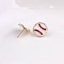 16Mm Dainty Stitched Red White Softball Baseball Stud Earrings for Women Daildy Jewelry Cute Stud Earrings Baseball Button Studs