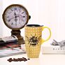 17Oz. Yellow Bees Tall Coffee Cup Ceramic Mug Porcelain Latte Tea Cup with Lid