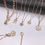 18K Gold Moon Star Lion Pendant Necklace Medallion Oval Link Chain Choker Layering Jewelry for Women Girls